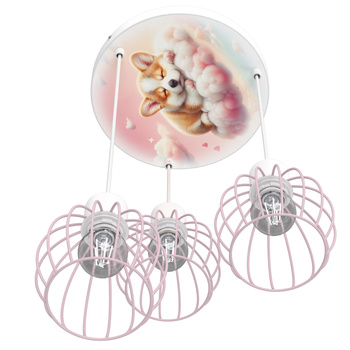 Lampa sufitowa do pokoju dziewczynki Piesek Koszyczek 3xE27
