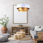 Lampa wisząca biało-złota podwójna walec średnica 50 cm