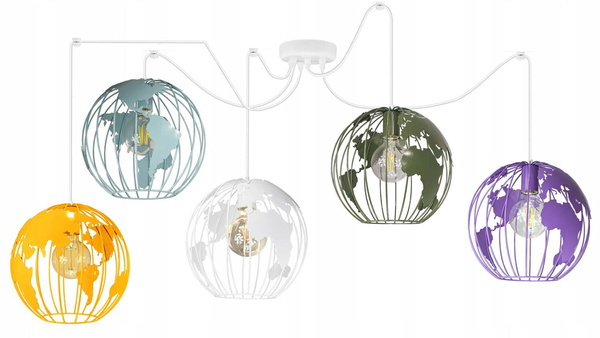 Lampa sufitowa do pokoju dziecięcego kolorowa pająk Globus 5xE27 Led 
