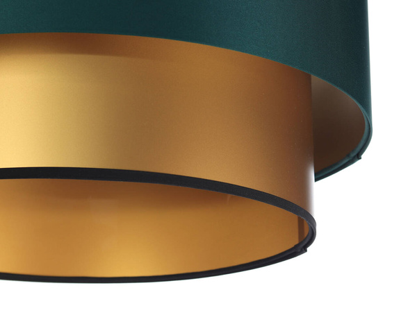 Lampa wisząca w kolorze butelkowej zieleni i złota podwójna 50 cm 