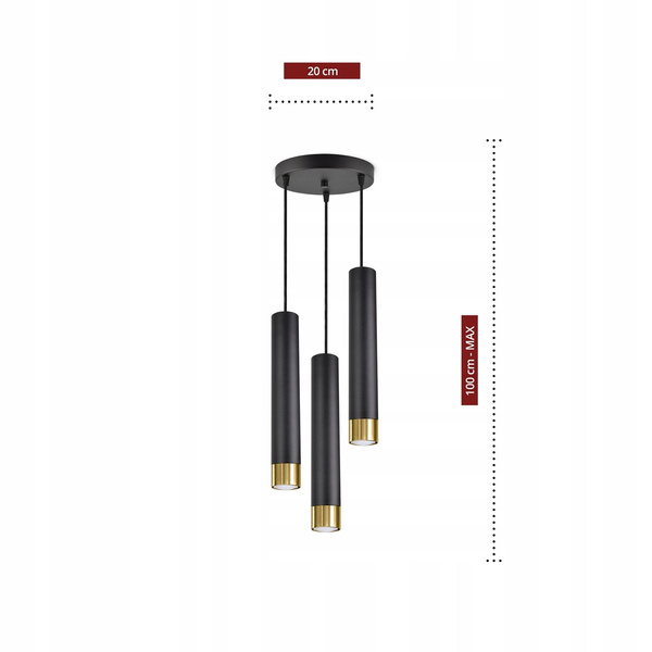 Lampa wisząca spot czarno-złoty 3 xGU10