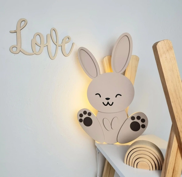  Lampka nocna dla dzieci LED drewniana Królik 