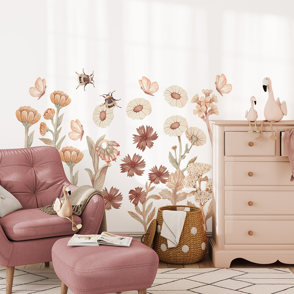 Naklejki na ścianę do pokoju dziecka Kwiaty Boho Zestaw 2