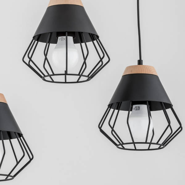 Loftowa lampa wisząca RINA 3x E27 wys. 90cm | czarny