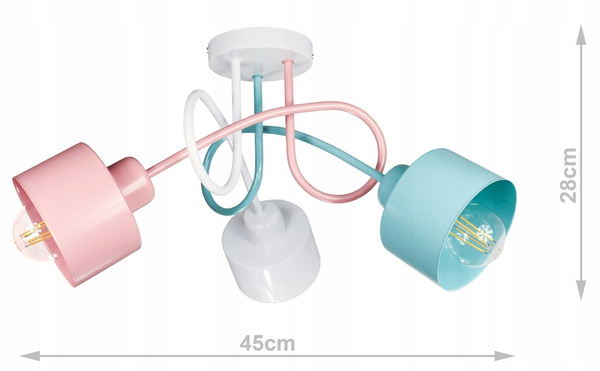 Lampa sufitowa do pokoju dziecka kolorowa Zakręcony Kubeczek 3xE27 Led