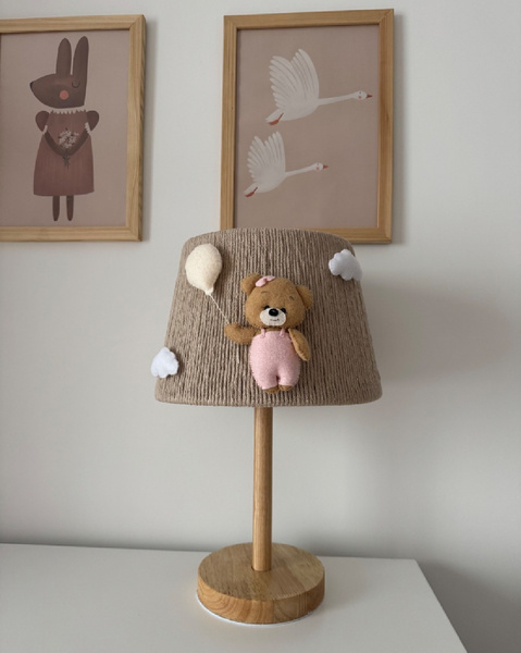 Lampka nocna do pokoju dziewczynki w stylu Boho Miś 