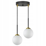 Lampa wisząca czarno-złota mleczne kule 2 źródła światła