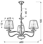 Lampa wisząca chrom / złoty nitkowy abażur 3x40W Diva Candellux 33-55057