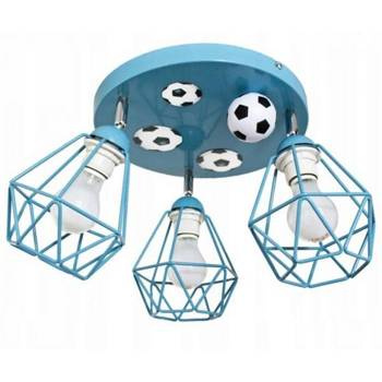 Lampa sufitowa do pokoju dziecka niebieska 3-punktowa z motywem piłkarskim Mundial 3xE27 Led