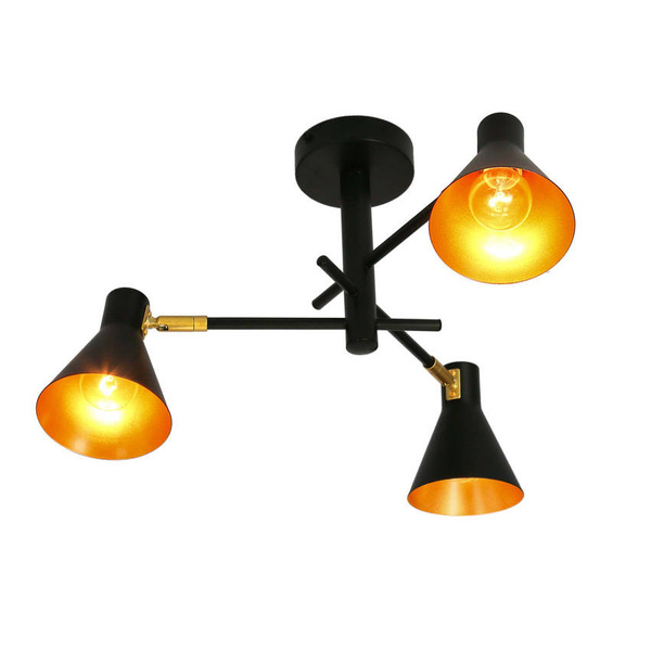 Lampa sufitowa czarno-złota mat regulowana 3x40W Less 33-70975