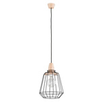 Druciana lampa kratka PEKA czarna/drewno śr. 24cm