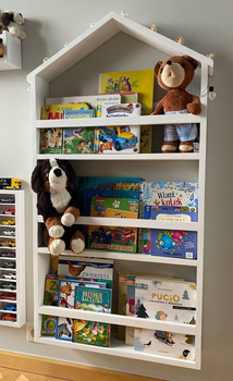 Półka regał do pokoju dziecka w kształcie domku z drewniana - polska produkcja