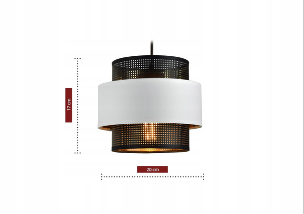 Lampa wisząca w stylu glamour biało-czarno-złota dwa źródła światła