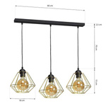 Lampa wisząca INDUSTRIALNA LUPO BLACK/GOLD 3xE27 MLP6271