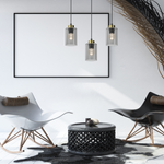 Lampa wisząca CHIC, MLP8384, czarny/złoty/dymiony, 3x60W E27