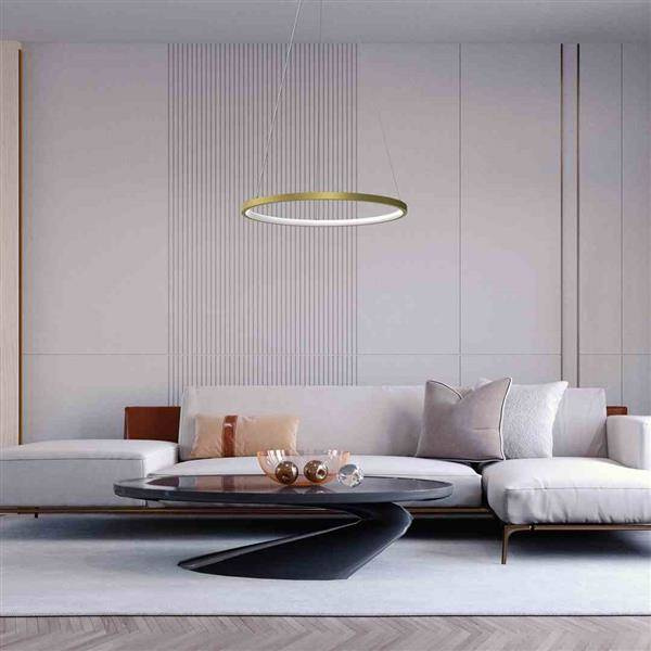 Nowoczesna lampa wisząca ROTONDA GOLD 27W LED | Złota 