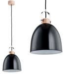 Lampa wisząca zwis HERMINA czarny/drewno śr. 22cm