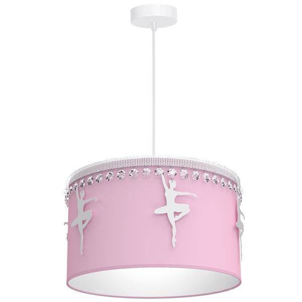 Lampa wisząca dziecięca z abażurem BALETNICA różowy śr. 37cm