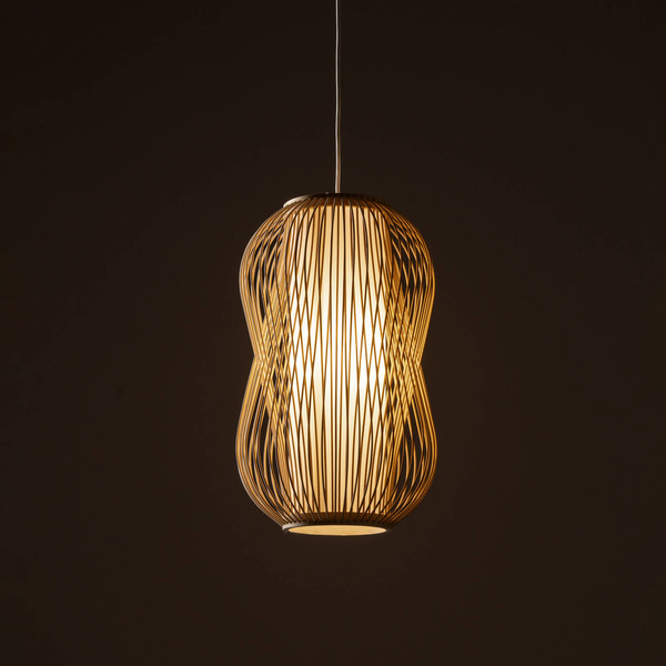 Lampa wisząca PUKET M śr. 26cm E27 | naturalne drewno/biały