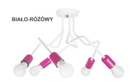 Lampa sufitowa do pokoju dziewczynki biało - różowa  Luna 5
