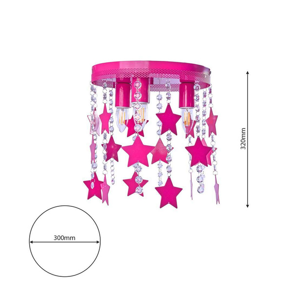 Lampa Sufitowa dla dziewczynki Różowa  STAR 3xE27 MLP1129