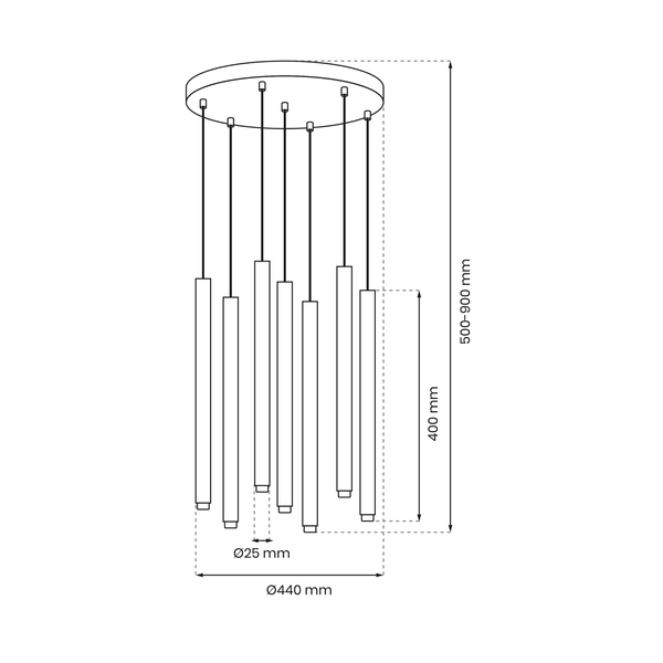 Lampa wisząca MONZA BRASS, MLP8843, czarno-złota, 7x8W G9