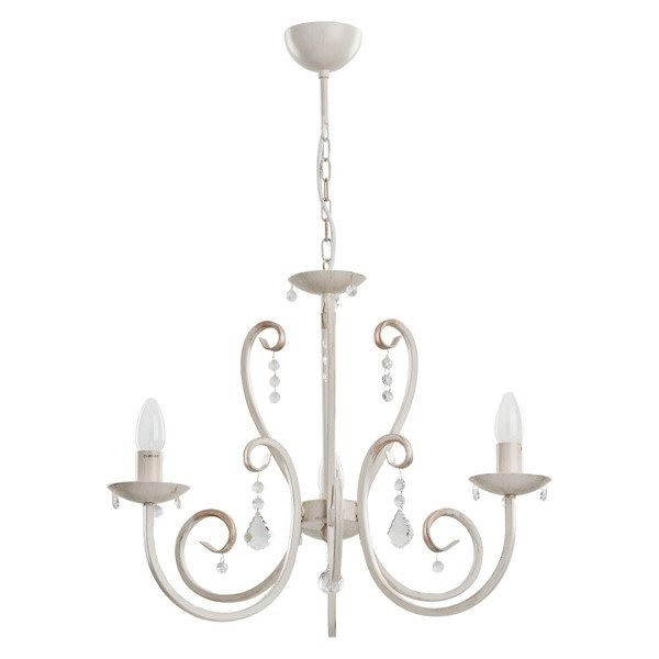 Żyrandol klasyczny świecznikowy WHITE śr. 52cm biały antyczny