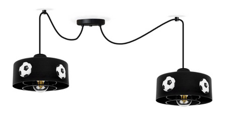 Lampa sufitowa do pokoju piłkarza czarna z motywem piłek pająk Mundial 2xE27 Led