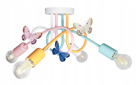 Lampa sufitowa do pokoju dziewczynki pastelowa Tęczowy Zawijas 4xE27 Led