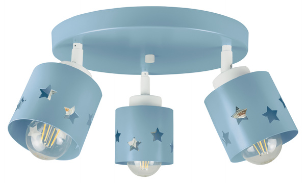 Lampa sufitowa do pokoju chłopca i dziewczynki niebieska w gwiazdki 3xE27 led