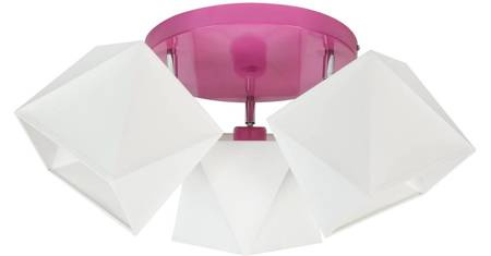 Lampa sufitowa dla dziewczynki 3-punktowa biało-różowa regulowane abażury Led