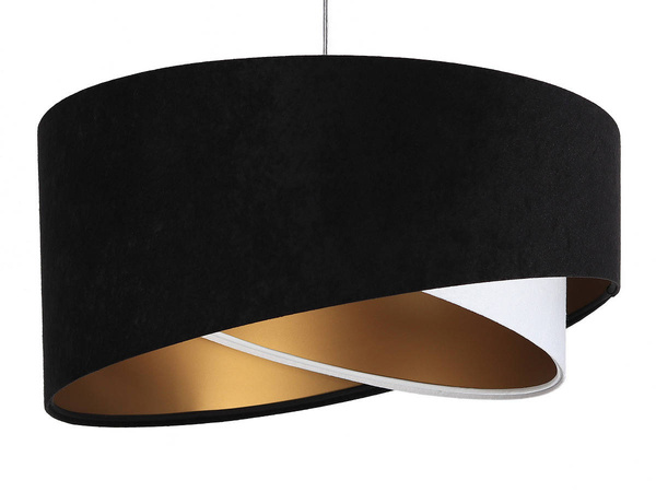 Lampa wisząca asymetryczna welurowa Mix czarno - biała 