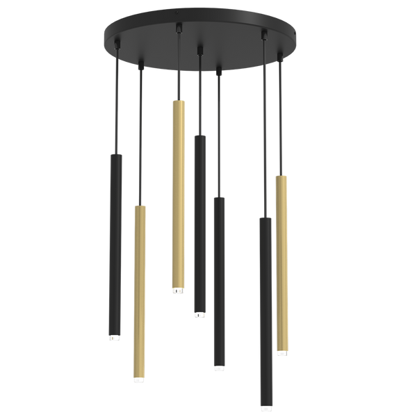 Lampa wisząca MONZA BRASS, MLP8843, czarno-złota, 7x8W G9