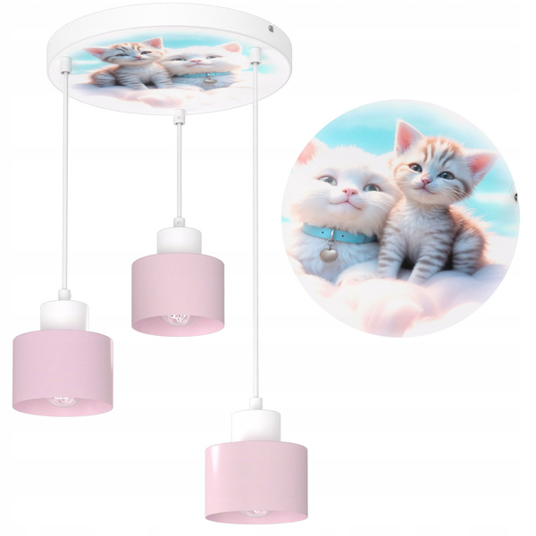 Lampa sufitowa do pokoju dziewczynki Kotki Kubeczek 3xE27