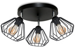 Lampa sufitowa do pokoju młodzieżowego czarna Druciak Loft 3xE27 