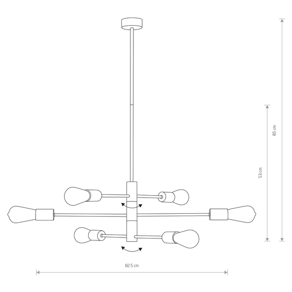 Lampa wisząca loftowa ROTOR VI E27 60W wys. 83cm | czarny