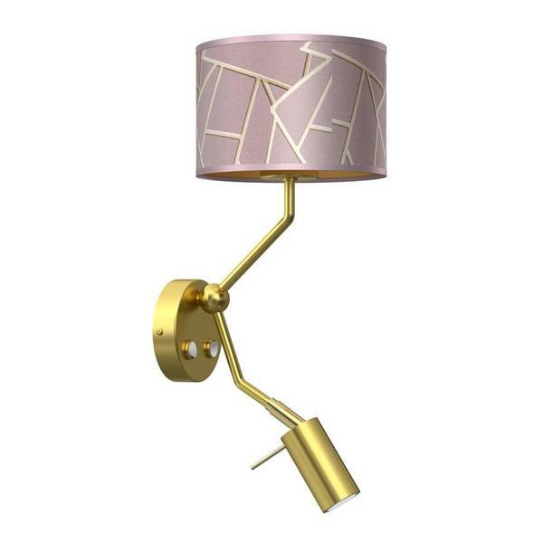 Kinkiet ZIGGY PINK, MLP7584, różowy/złoty, 1x60W E27 + 1x8W mini GU10 