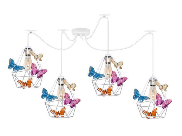 Lampa sufitowa do pokoju dziewczynki w stylu loft pająk Motylek 4xE27 Led 
