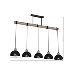 Lampa wisząca ERIK, MLP7641, przecierany czarny/drewno patynowane, 5x60W E27