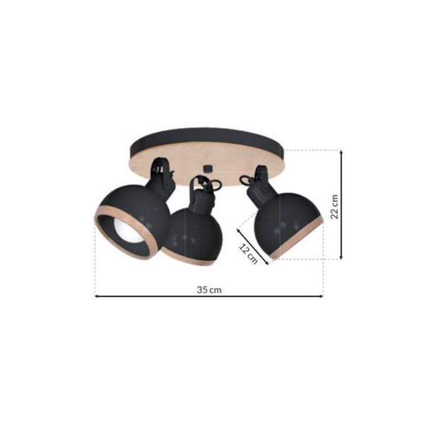 Lampa sufitowa nowoczesna plafon kula OVAL III śr. 35cm | czarny
