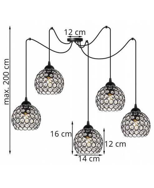 Nowoczesna Lampa wisząca typu Pająk Spider Crystal 3xE27 Led