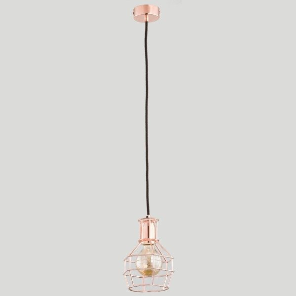 Druciana lampa kratka OBERON miedź/czarna śr. 15,5cm
