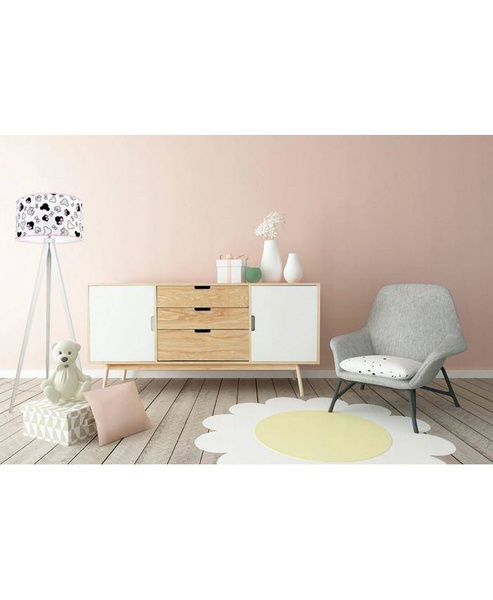 Lampa podłogowa do pokoju dziewczynki drewniana trójnóg Myszki Miki 