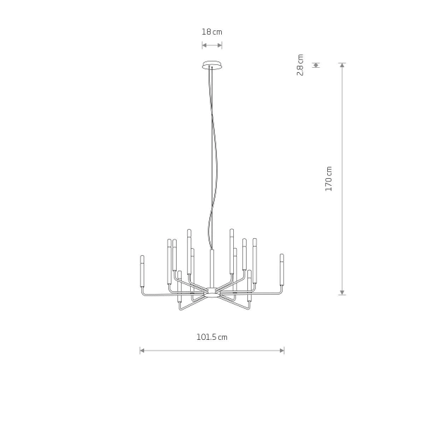 Lampa wisząca ORTO XII A 12xE14 wys.170cm szer.103cm | Czarny 11462