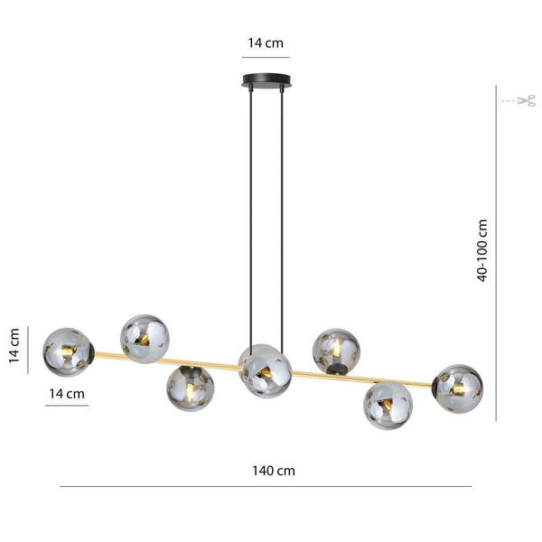 Nowoczesna lampa wisząca nad wyspę GRAVITY 8 BL GRAFIT