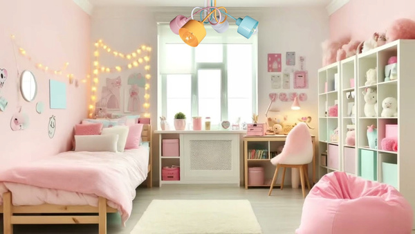 Lampa sufitowa do pokoju dziewczynki pastelowa Zakręcony Kubeczek 4xE27 Led 