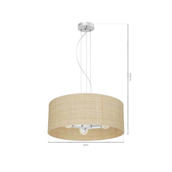 Lampa wisząca MARSHALL, MLP7490, biały/rattan, 3x60W E27 