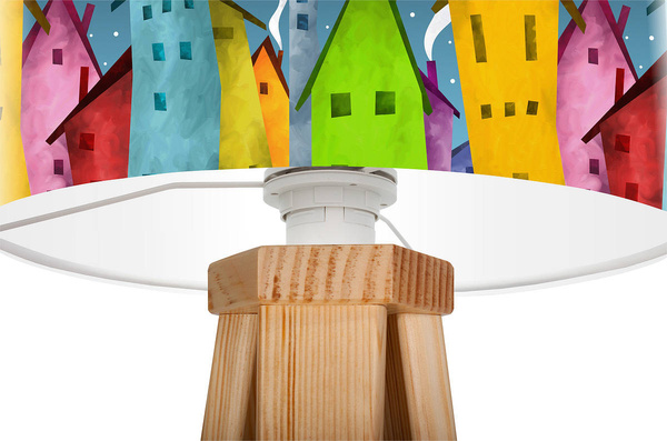 Lampa stołowa do pokoju dziewczynki i chłopca Kolorowe Domki