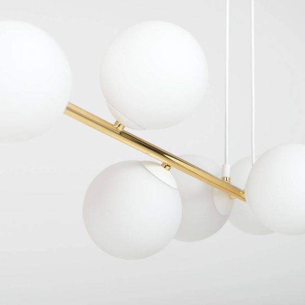 Nowoczesna lampa wisząca nad wyspę biało- złota GRAVITY 6 WH GOLD