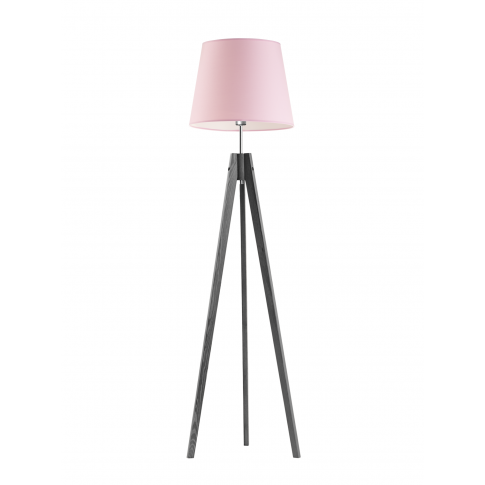 Podłogowa lampa drewniana do pokoju dziecka ARUBA brązowy klosz.